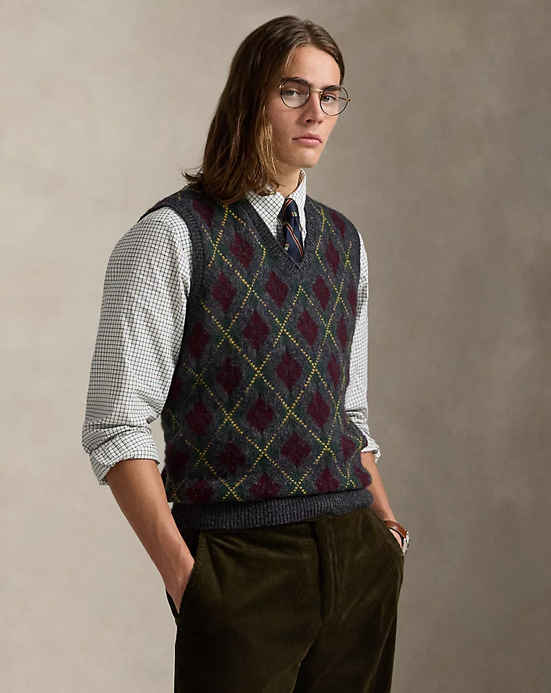 Argyle Wool-Cashmere Sweater Vest
