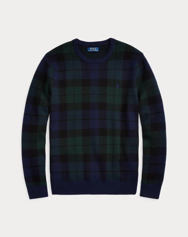 Plaid Washable Wool Sweater