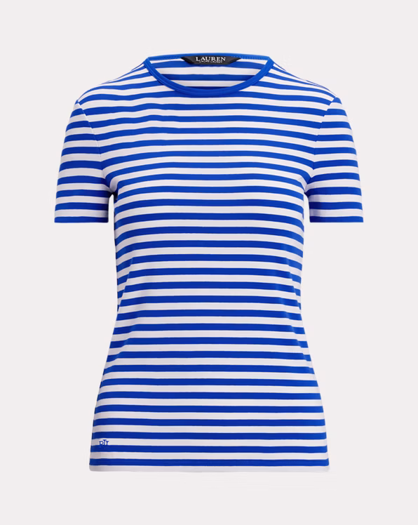 Striped Stretch Cotton Crewneck Tee