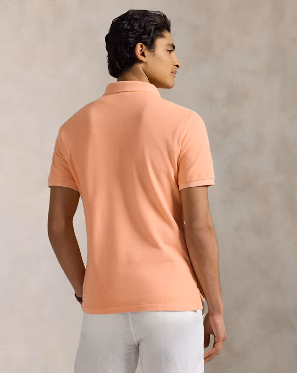 Custom Slim Mineral-Dyed Mesh Polo Shirt