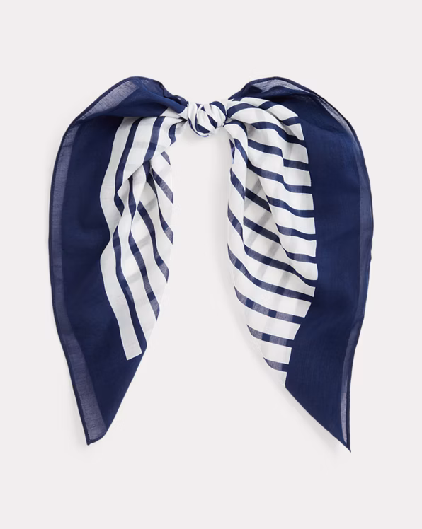 Anchor-Logo Striped Square Scarf