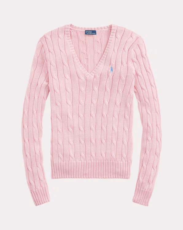 Cable-Knit Cotton V-Neck Jumper