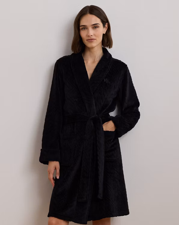 Aran-Clipped Shawl-Collar Robe