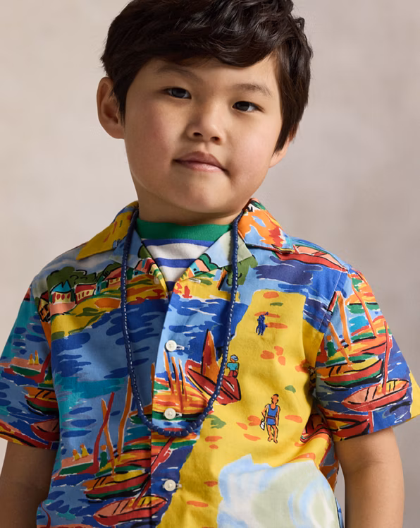 Riviera-Print Cotton Camp Shirt