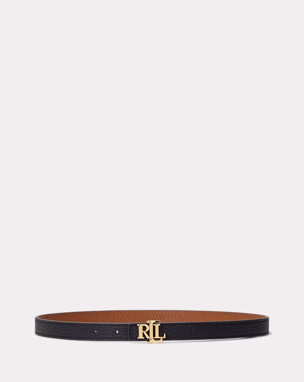 Logo Reversible Leather Skinny Belt
