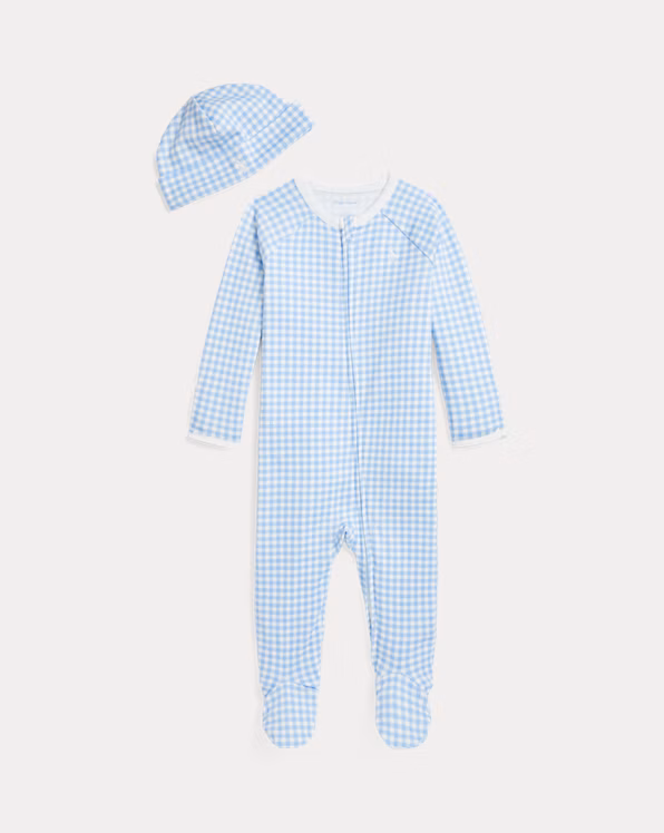 Gingham Coverall & Beanie Gift Set