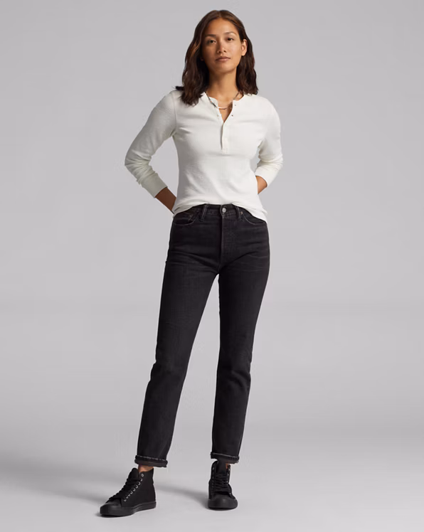 Waffle-Knit Cotton Henley