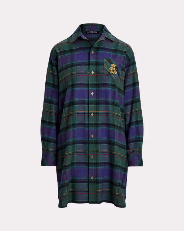 Plaid Herringbone Twill Sleep Shirt