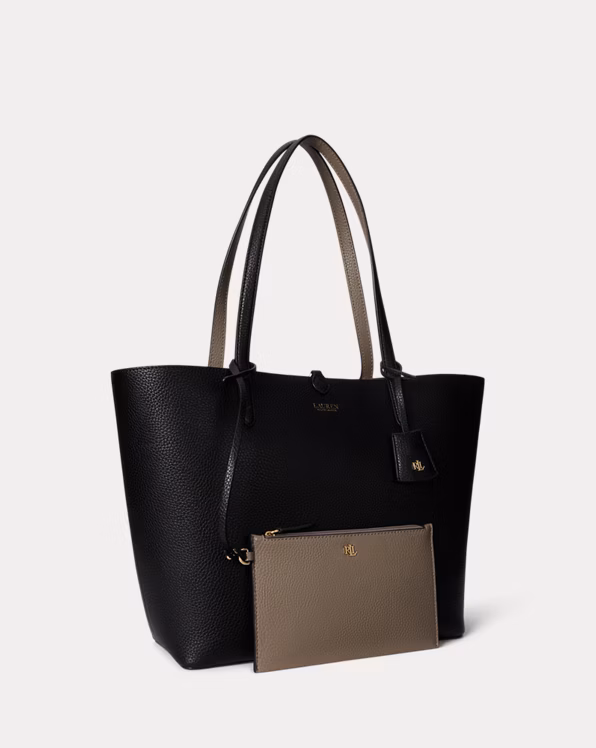 Faux-Leather Medium Reversible Tote Bag