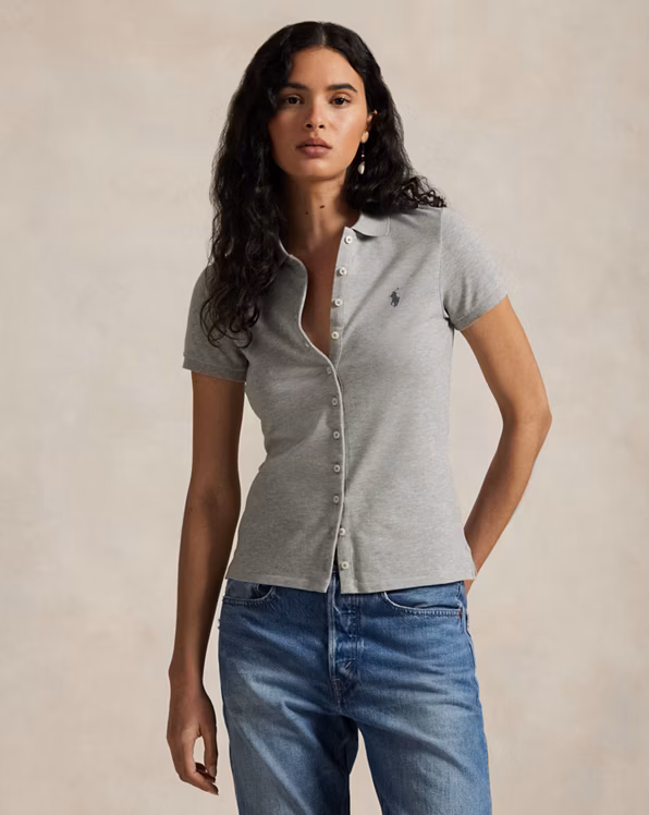 Buttoned-Placket Polo Shirt