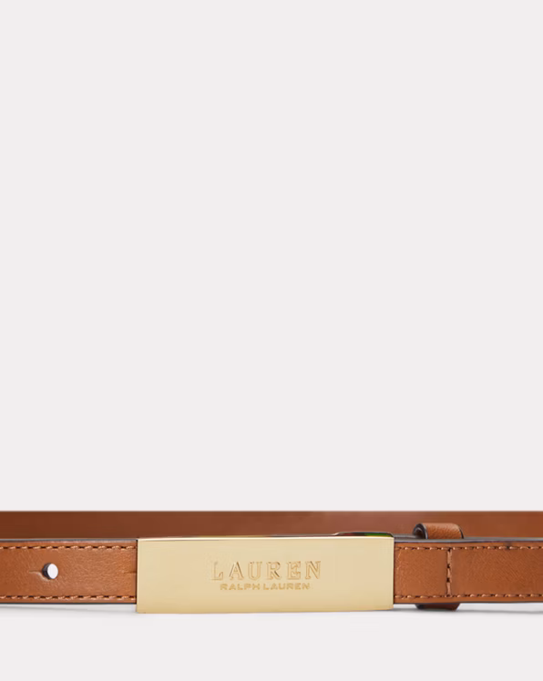 Logo Leather Skinny Belt