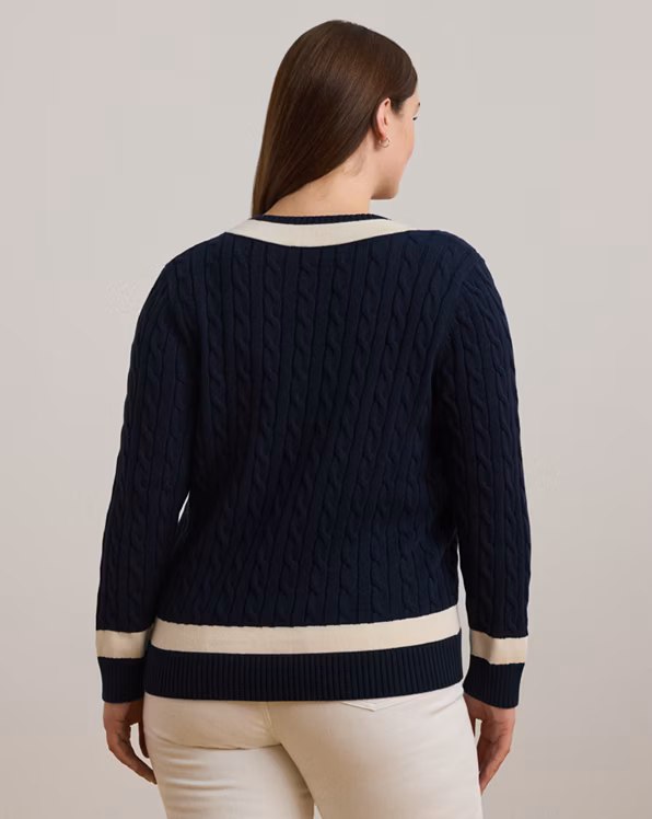 Cable-Knit Cotton Cricket Jumper