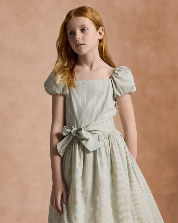Striped Belted Dobby Dress