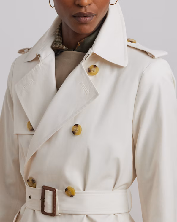 Double-Breasted Cotton-Blend Trench Coat