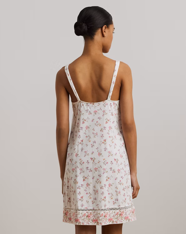 Floral Lace-Trim Jersey Nightgown