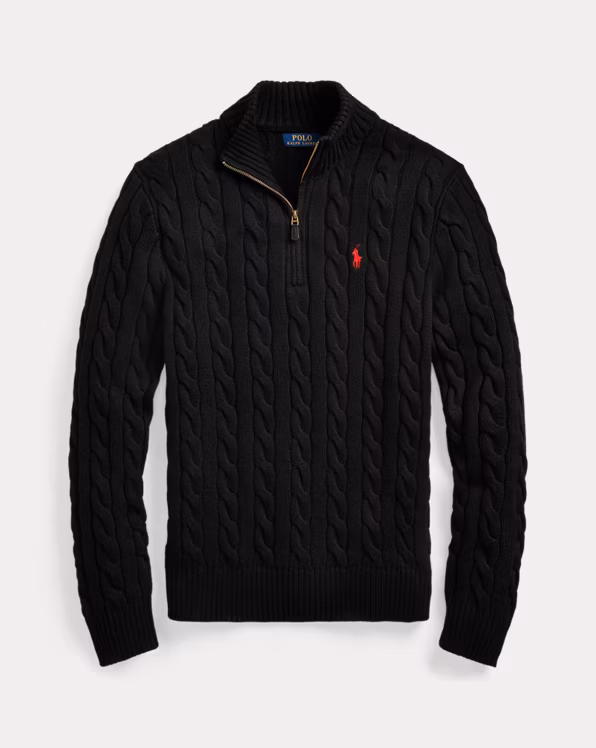 Cable-Knit Cotton Quarter-Zip Jumper