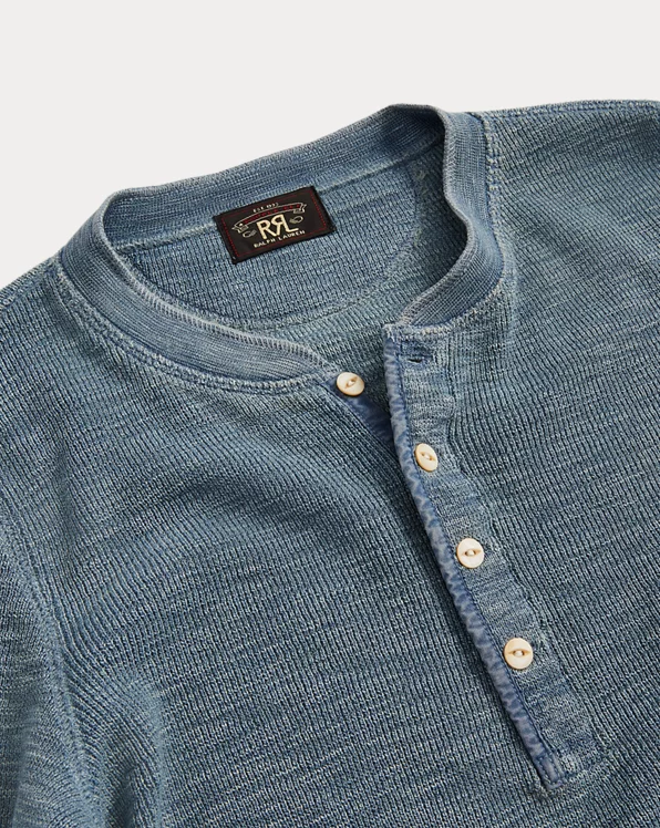 Stretch-Cotton Waffle Henley
