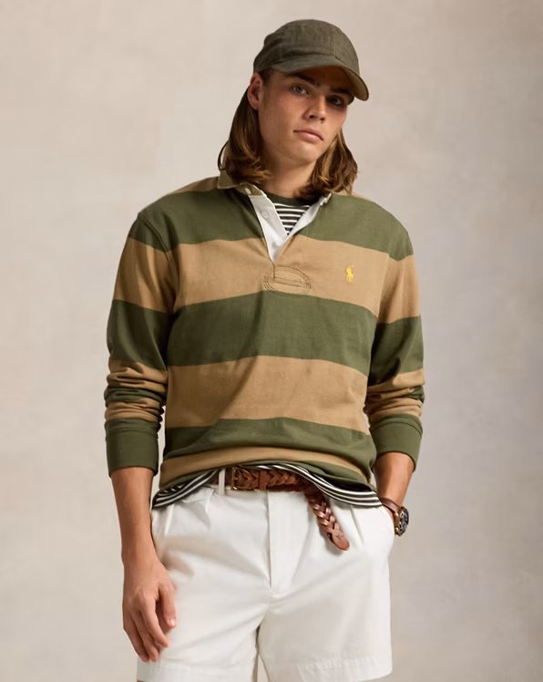 Classic Fit Khaki-Collar Rugby Shirt