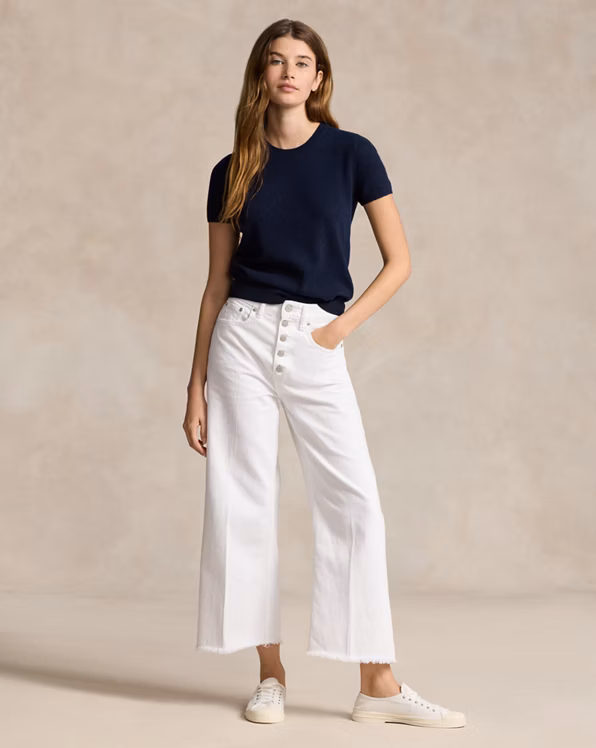 Cashmere Short-Sleeve Crewneck Jumper