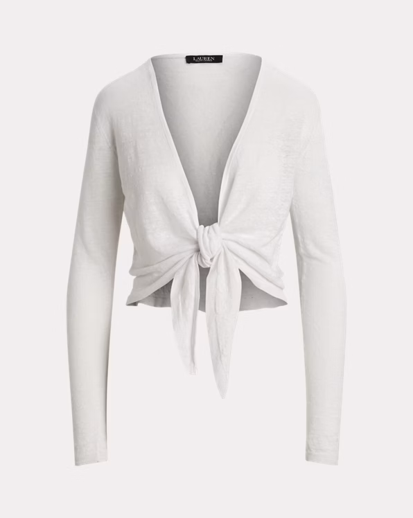 Tie-Front Linen Cardigan