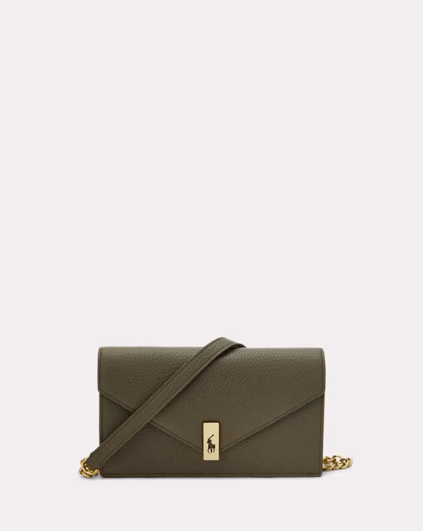 Pebbled Leather Chain Wallet