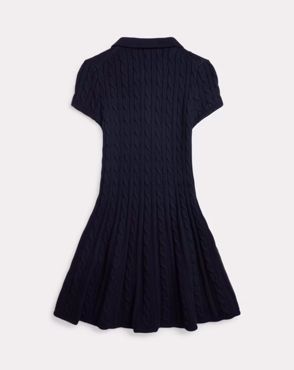 Cable-Knit Cotton Polo Jumper Dress