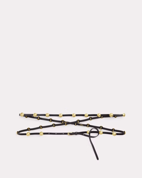 Studded Leather Double-Wrap Belt