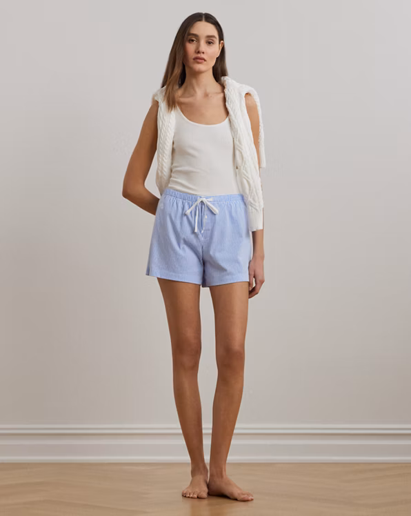 Striped Cotton Jersey Sleep Short