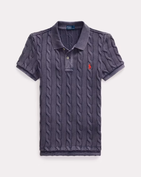 Cable-Knit Polo Shirt