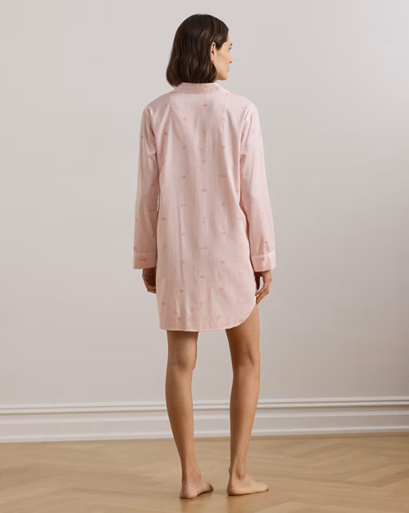 Logo Striped Sateen Sleep Shirt