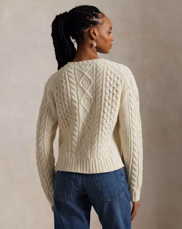 Aran-Knit Wool-Blend Crewneck Jumper