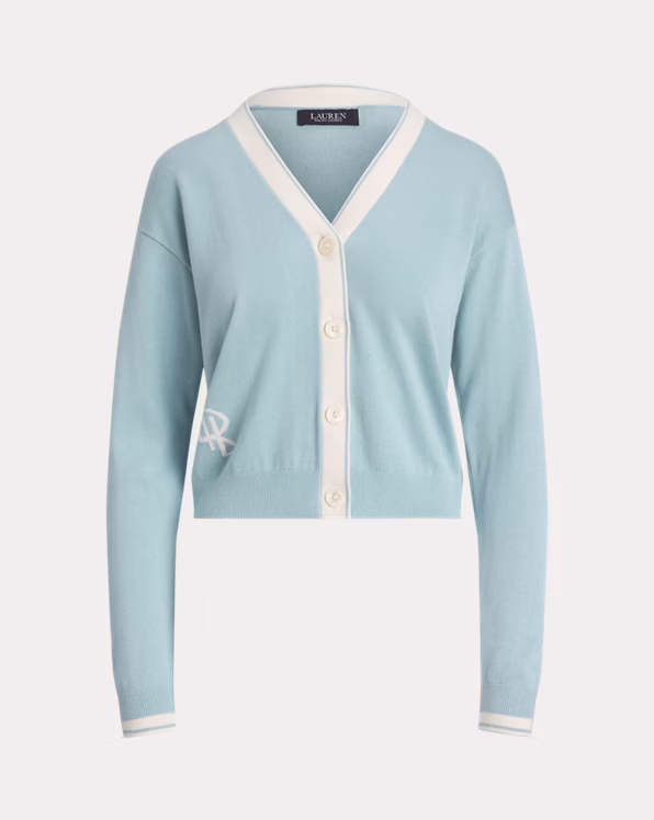 Two-Tone Cotton-Blend Cardigan