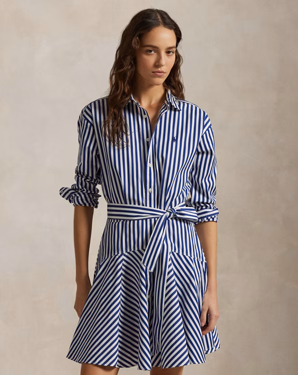 Striped Cotton Panelled Shirtdress