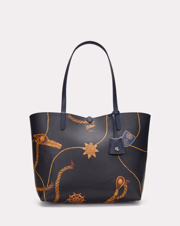 Faux-Leather Large Reversible Tote Bag