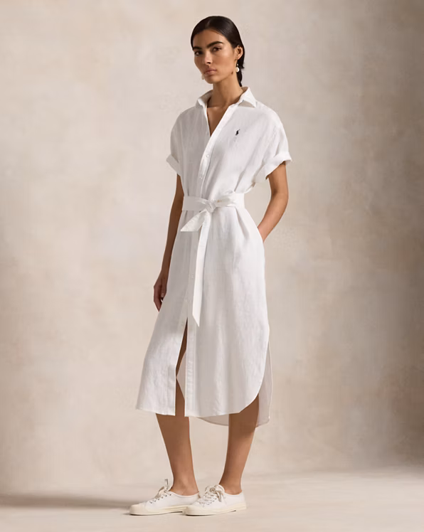 Linen Short-Sleeve Shirtdress