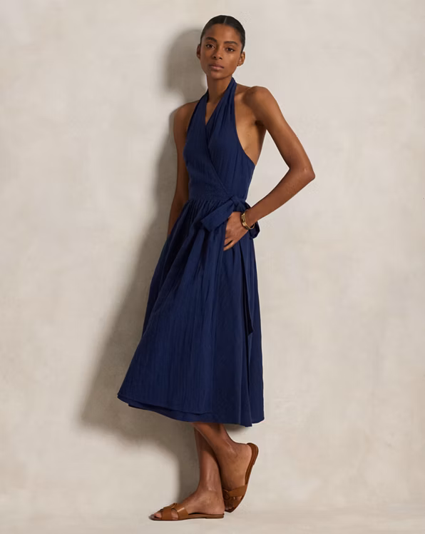 Cotton Halter Wrap Dress