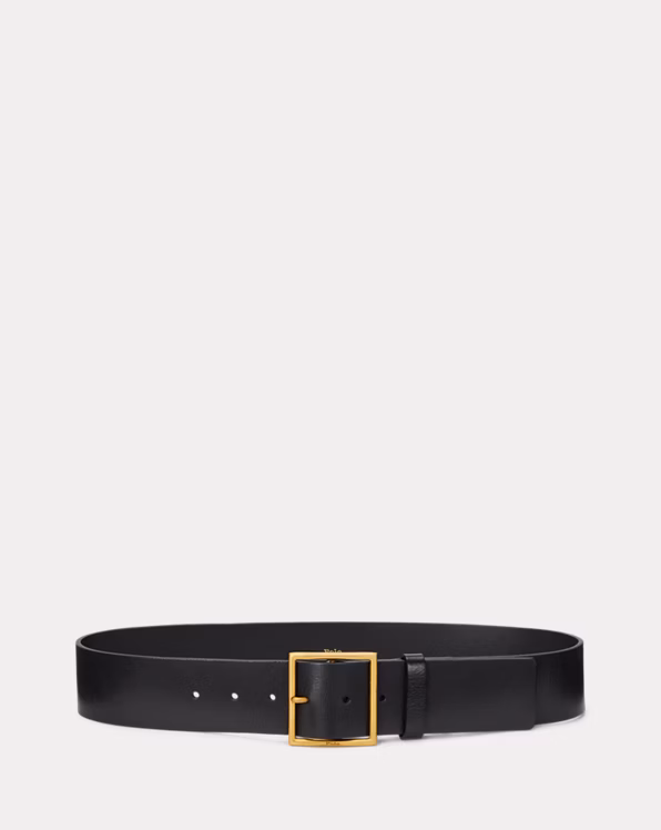 Square-Buckle Wide Leather Belt