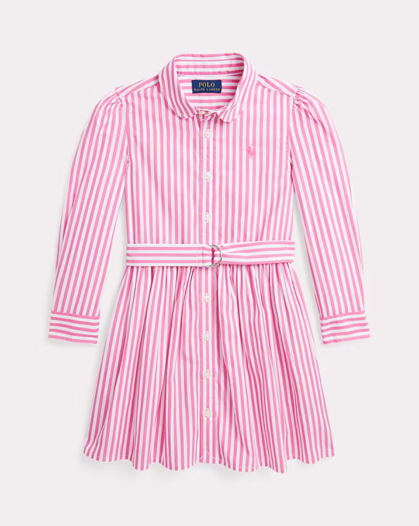 Striped Belted Cotton Poplin Shirtdress