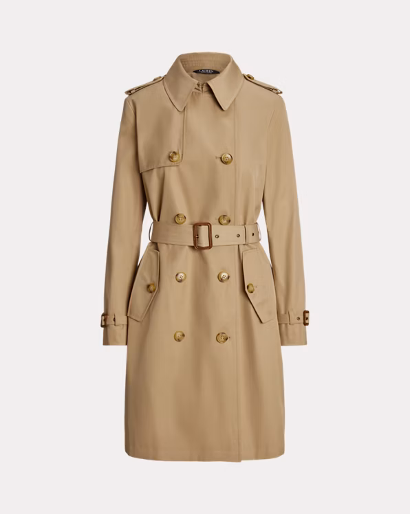 Double-Breasted Cotton-Blend Trench Coat