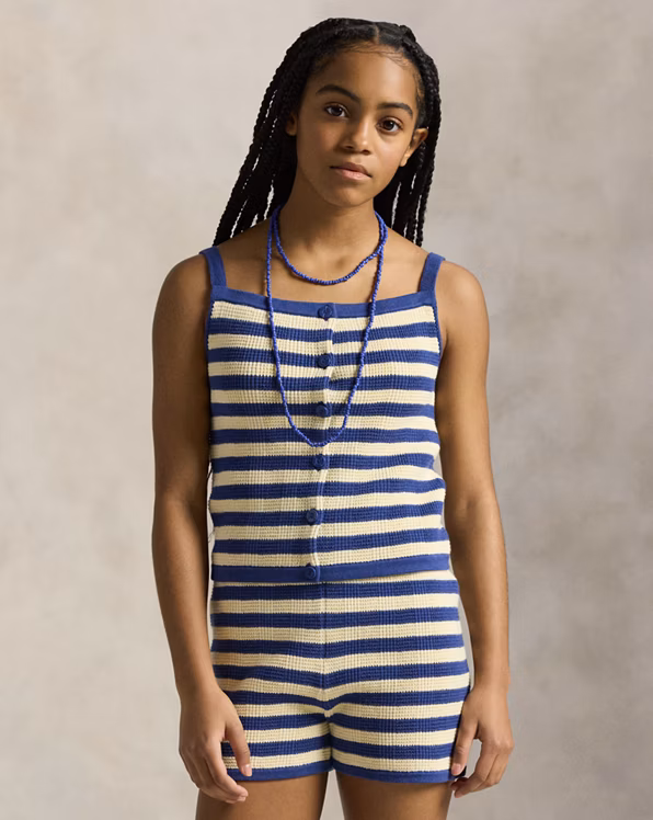 Striped Cotton Jumper Top & Short Set