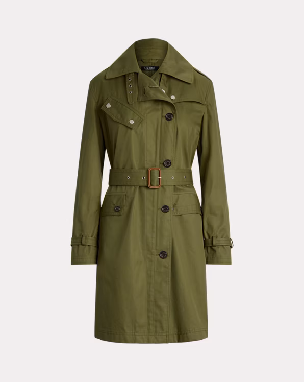 Belted Cotton Twill Trench Coat