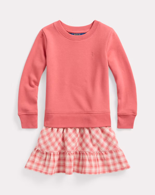 Gingham Fleece Sweatshirt Dress