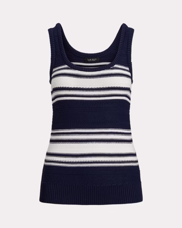 Striped Cotton-Blend Jumper Tank Top
