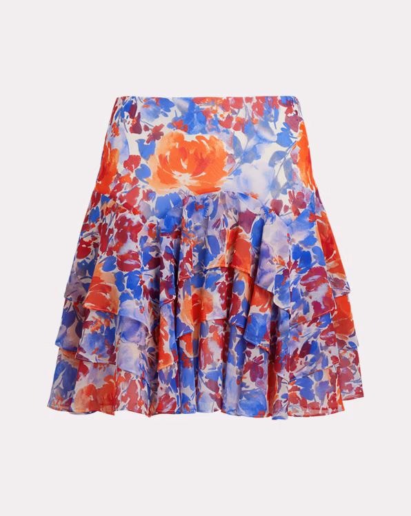 Floral Crinkle Georgette Tiered Skirt