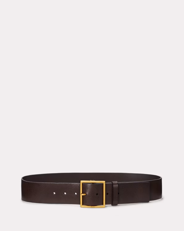 Square-Buckle Wide Leather Belt