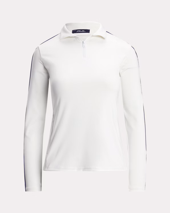 Piped-Trim Stretch Interlock Quarter-Zip