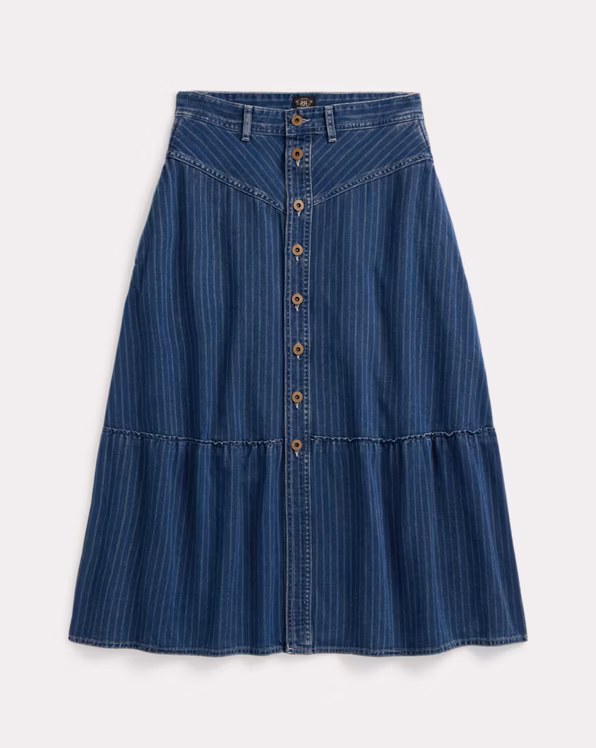 Indigo Striped Denim Skirt