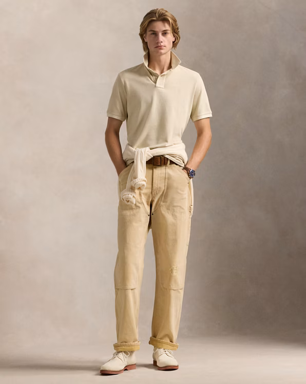 Custom Slim Mineral-Dyed Mesh Polo Shirt