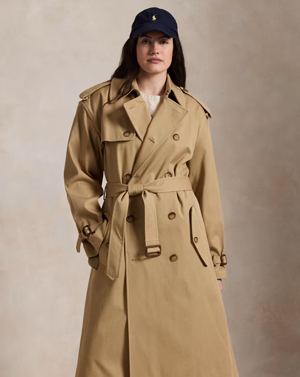 Double-Breasted Twill Trench Coat