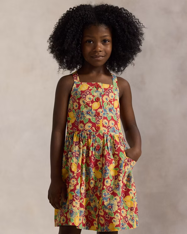 Lemon-Floral Slub Cotton Dress